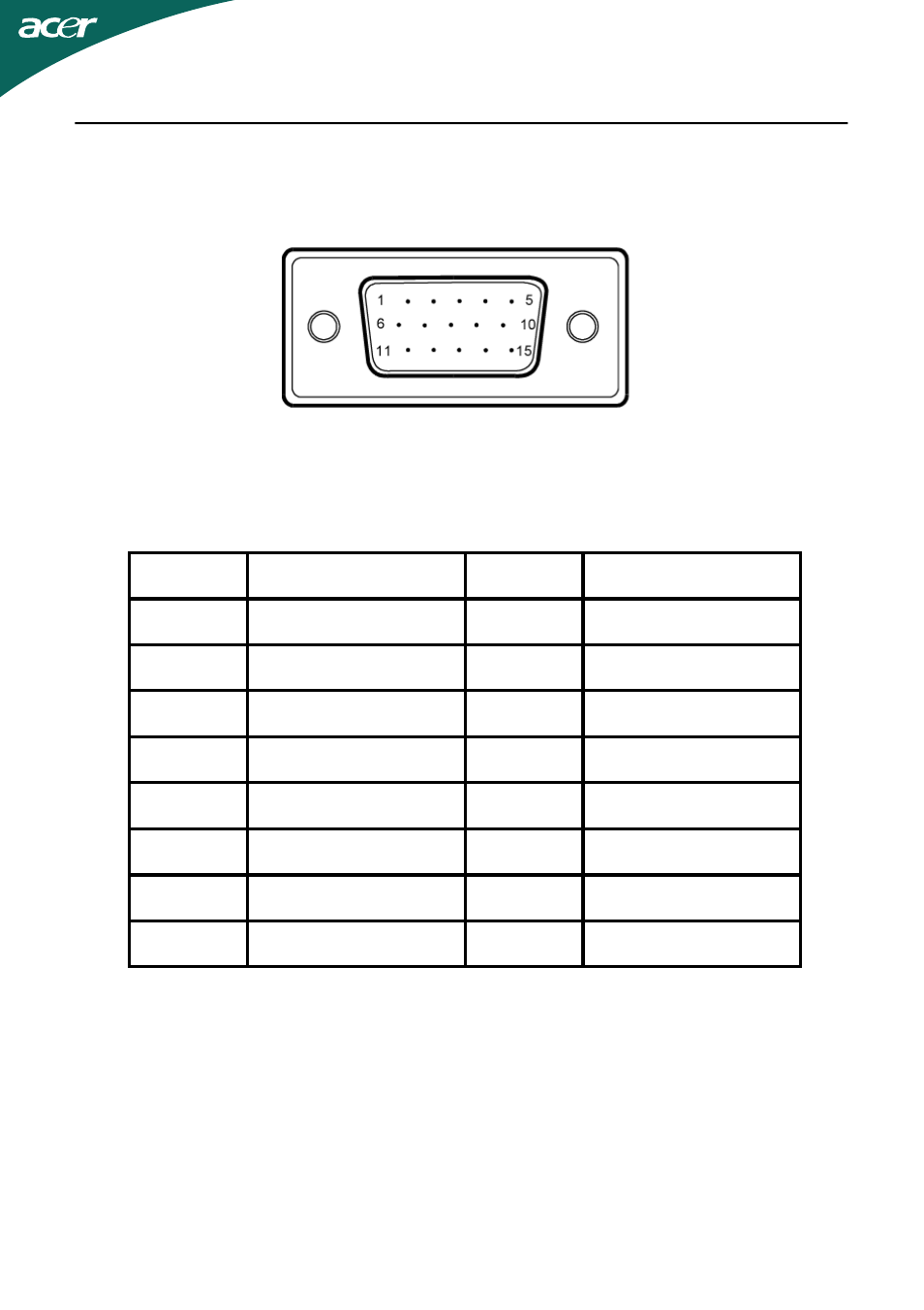 Connector pin assignment | Acer B273HL User Manual | Page 12 / 24