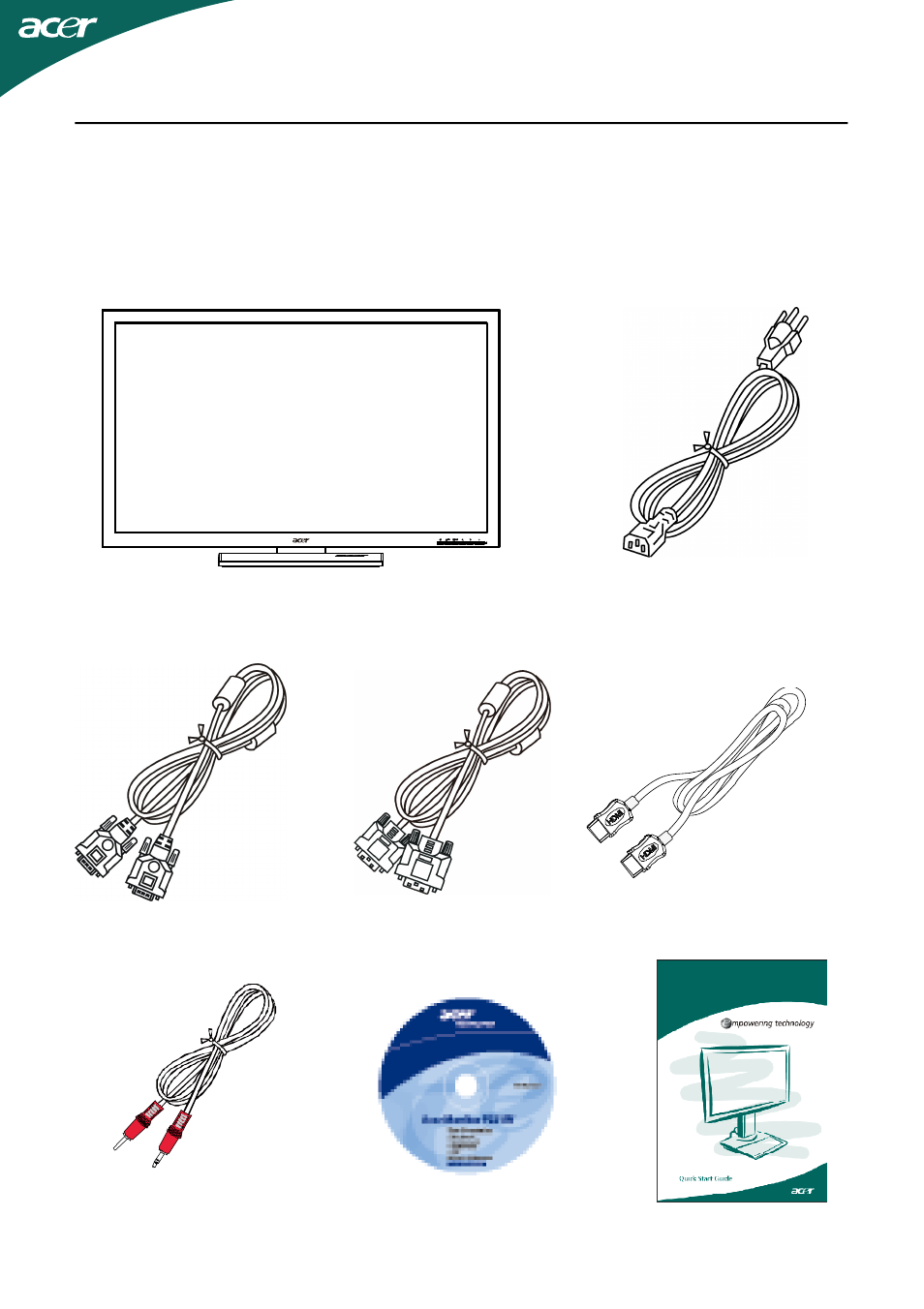 Unpacking | Acer B273HL User Manual | Page 6 / 24