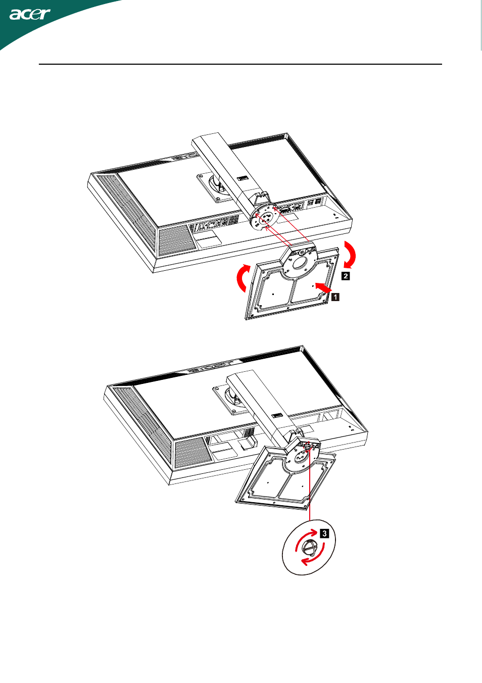 Attaching/removing the base | Acer B273HL User Manual | Page 7 / 24
