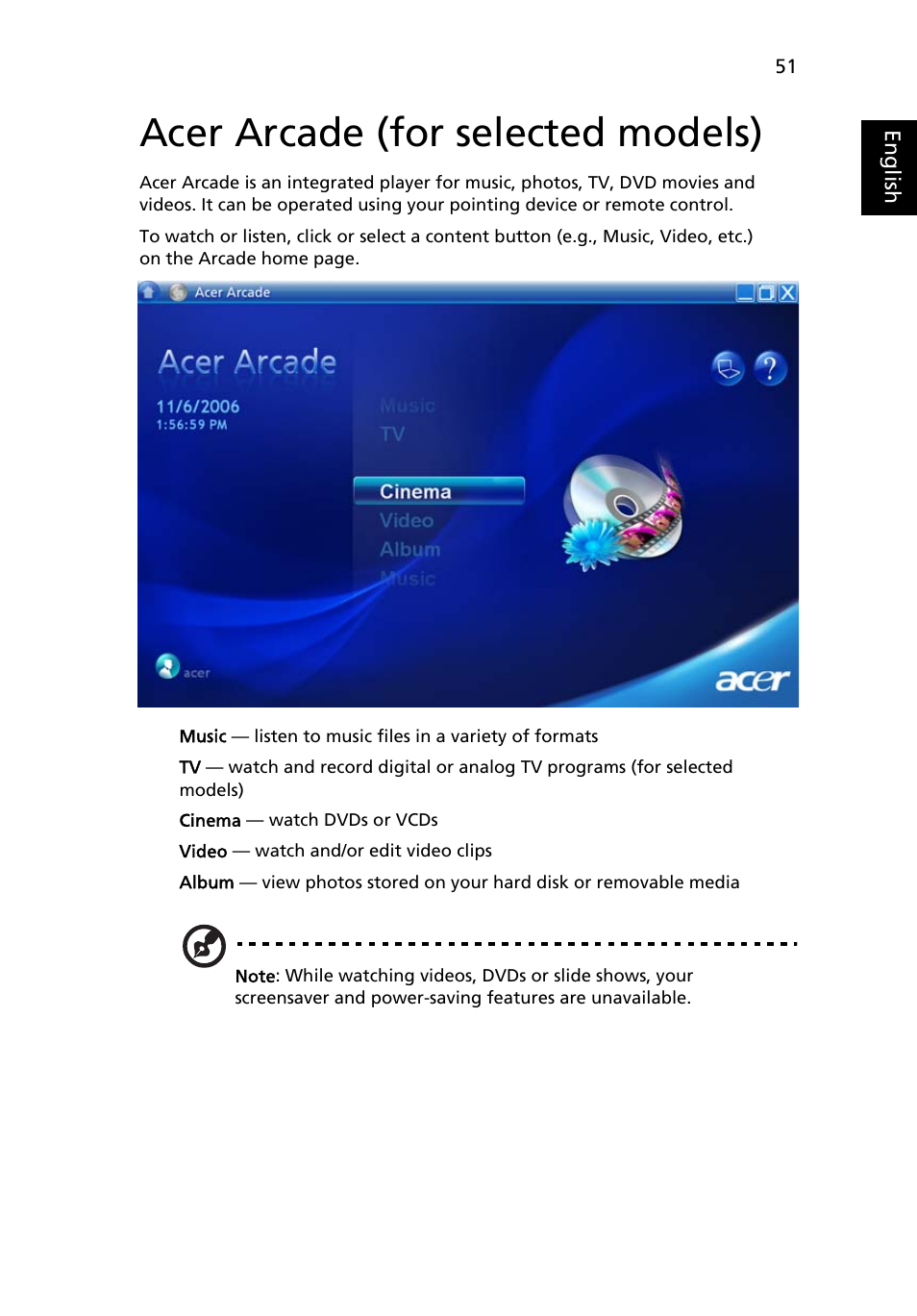 Acer arcade (for selected models) | Acer Aspire 3690 User Manual | Page 69 / 123