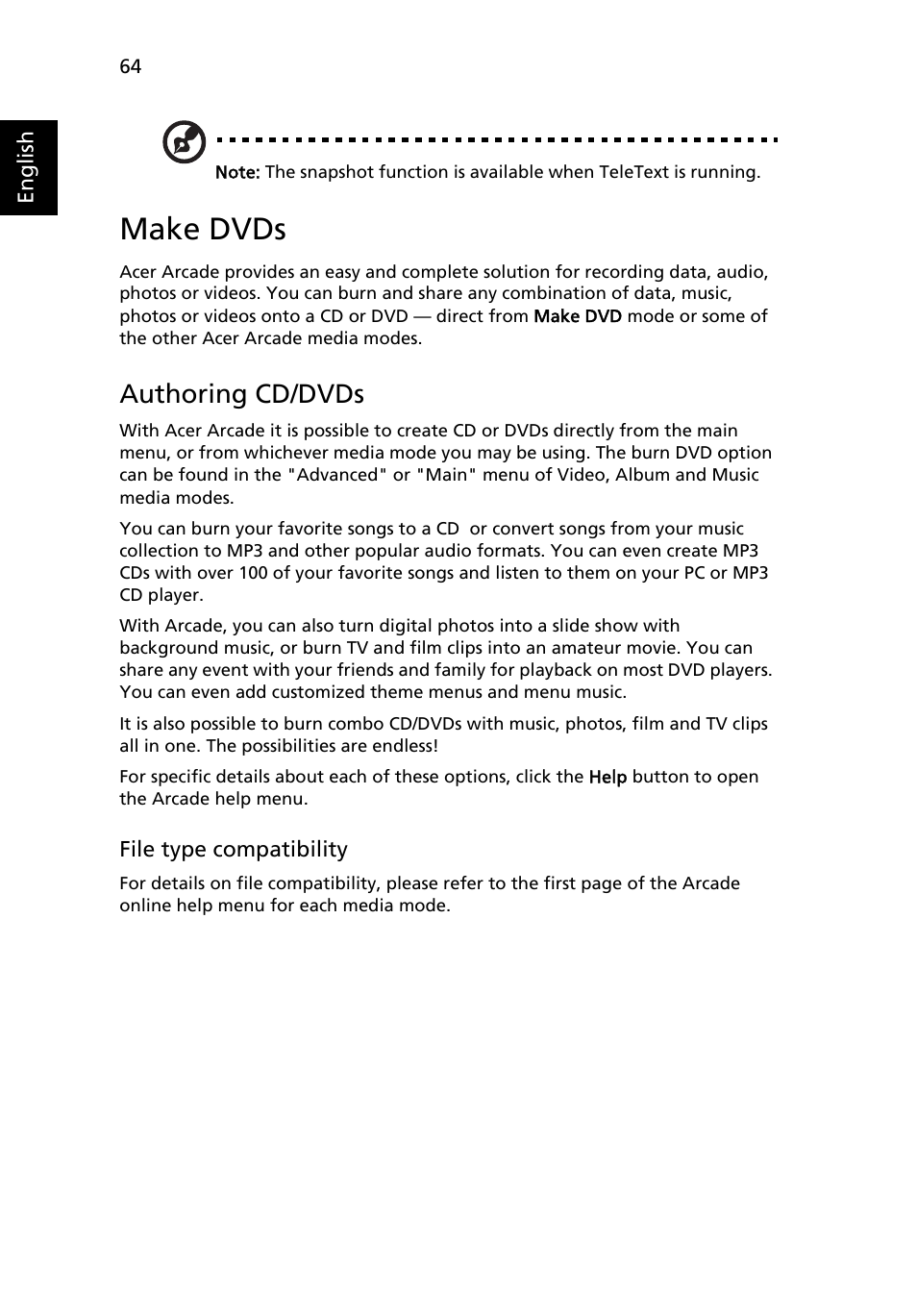 Make dvds, Authoring cd/dvds | Acer Aspire 3690 User Manual | Page 82 / 123