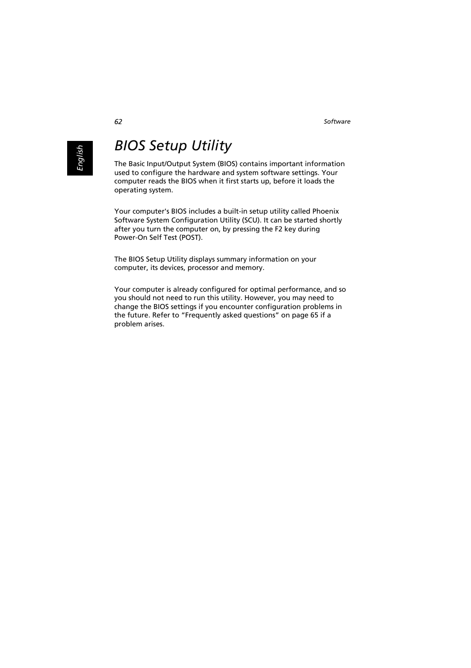 Bios setup utility | Acer Extensa 2900D User Manual | Page 72 / 98