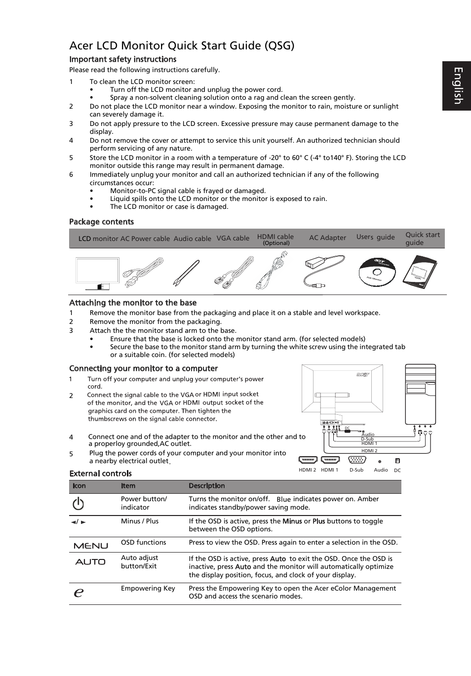 Acer S243HL User Manual | 2 pages