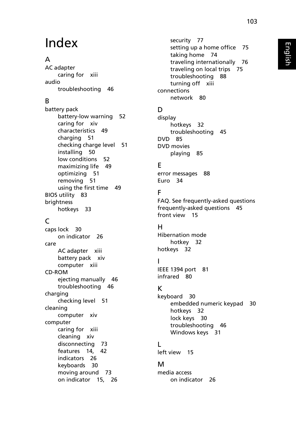 Index | Acer Aspire 5570Z User Manual | Page 123 / 124