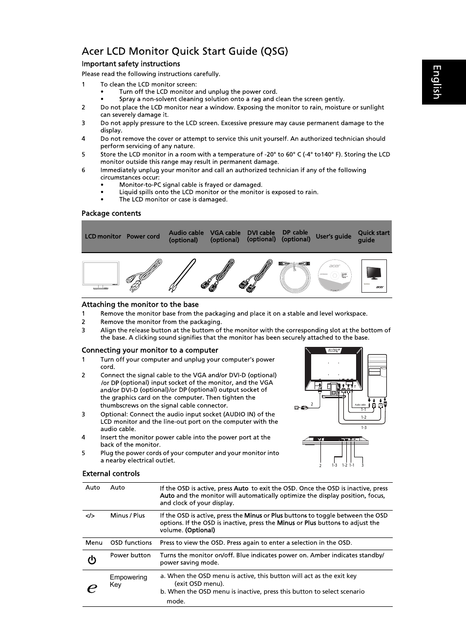 Acer V243PWL User Manual | 2 pages