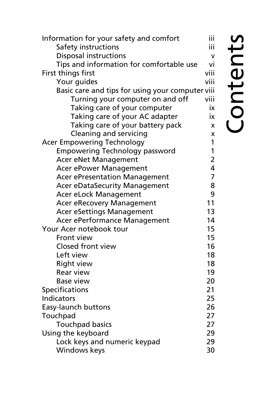 Acer TravelMate 6500 User Manual | Page 11 / 101