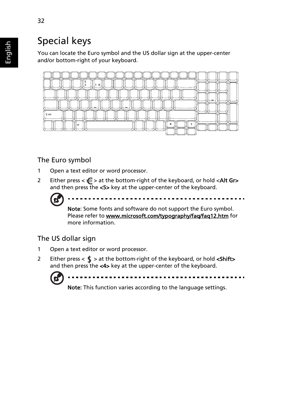 Special keys | Acer TravelMate 6500 User Manual | Page 46 / 101