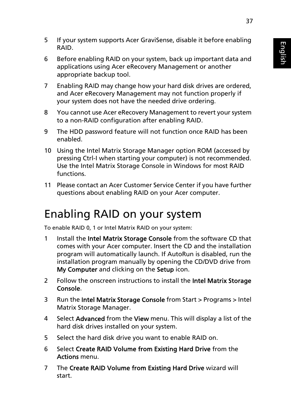 Enabling raid on your system | Acer TravelMate 6500 User Manual | Page 51 / 101