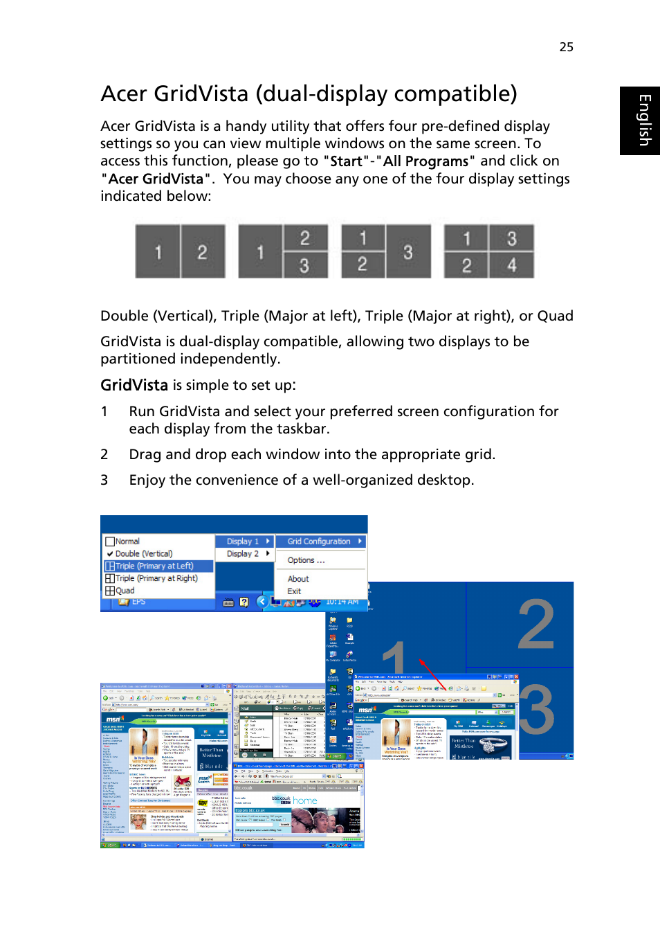 Acer gridvista (dual-display compatible) | Acer Aspire 9100 User Manual | Page 35 / 90