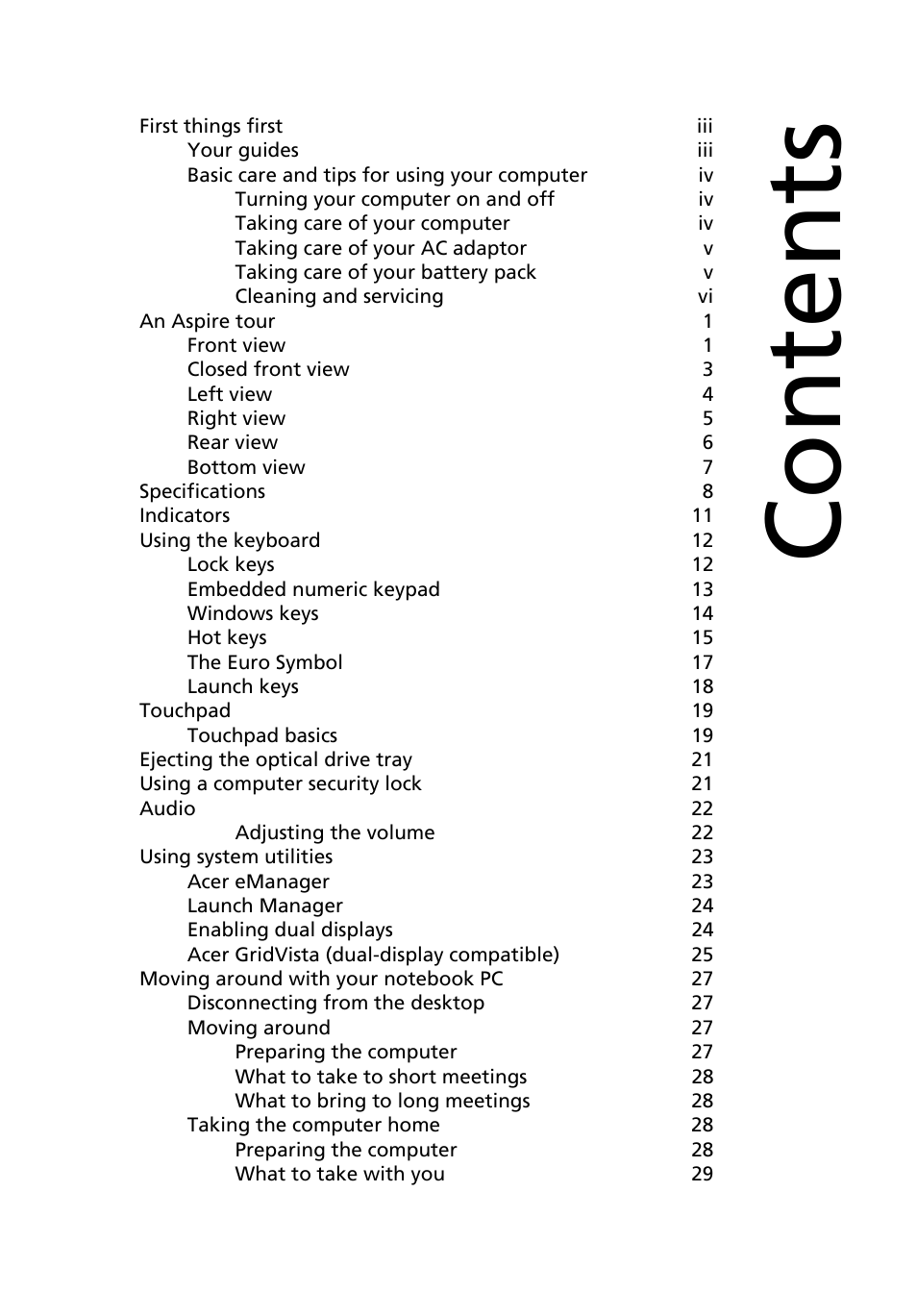 Acer Aspire 9100 User Manual | Page 7 / 90