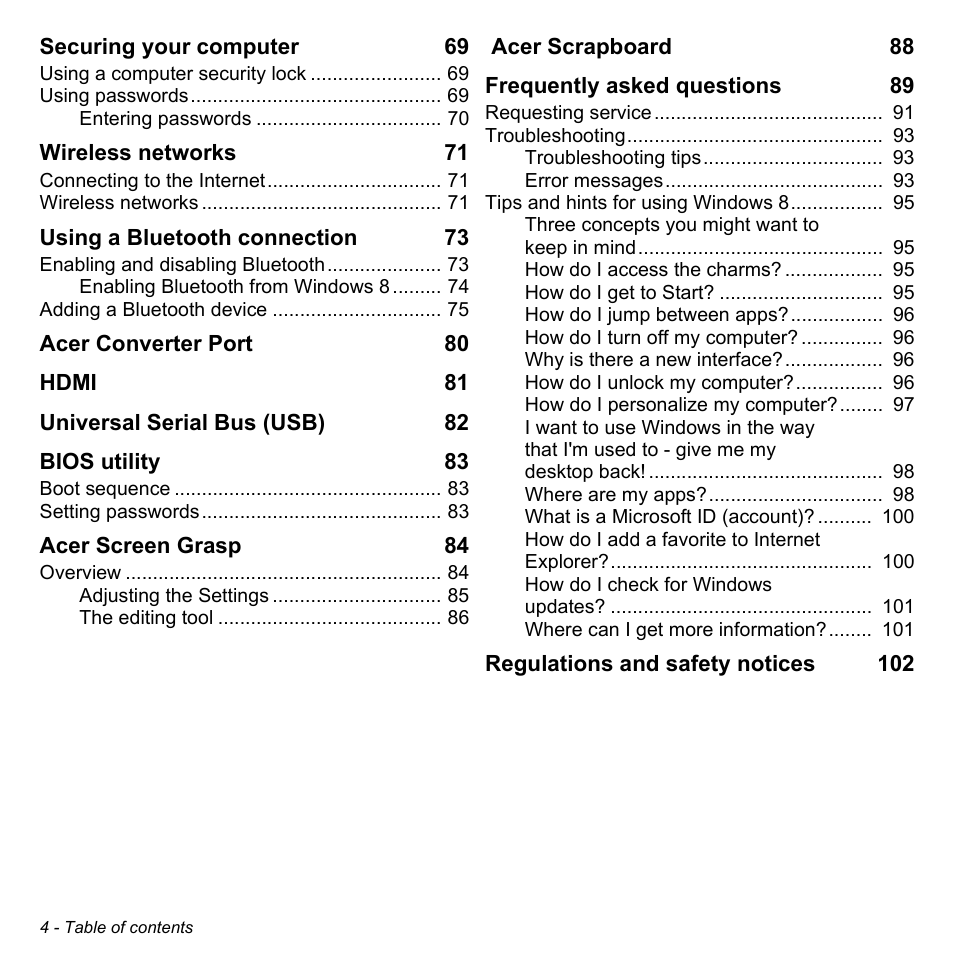 Acer Aspire R7-571G User Manual | Page 4 / 108