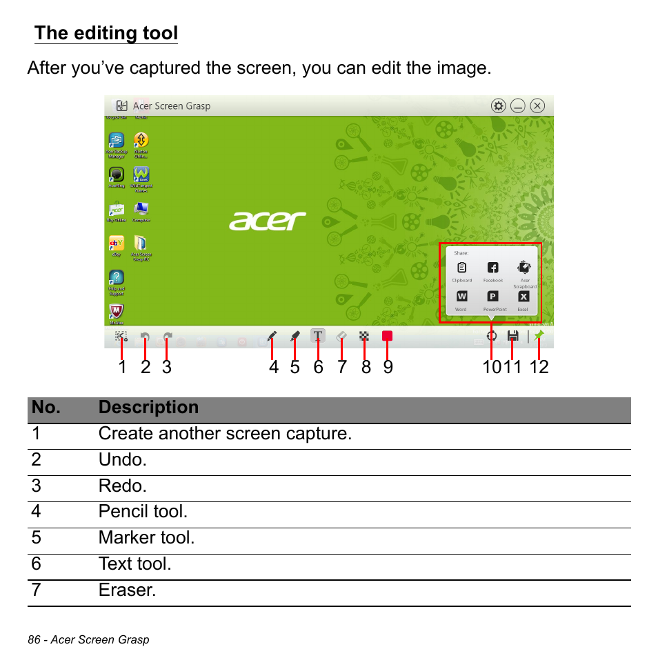 The editing tool | Acer Aspire R7-571G User Manual | Page 86 / 108