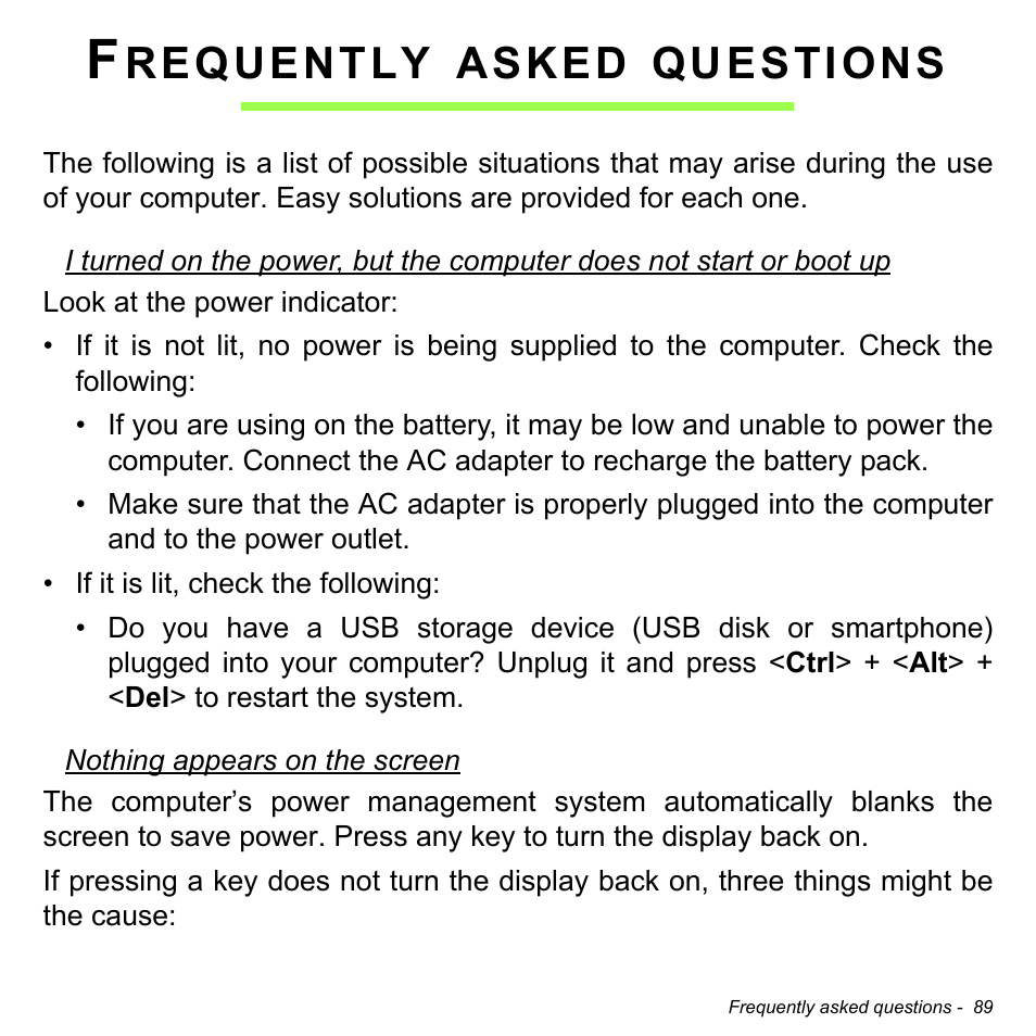 Frequently asked questions, Requently, Asked | Questions | Acer Aspire R7-571G User Manual | Page 89 / 108