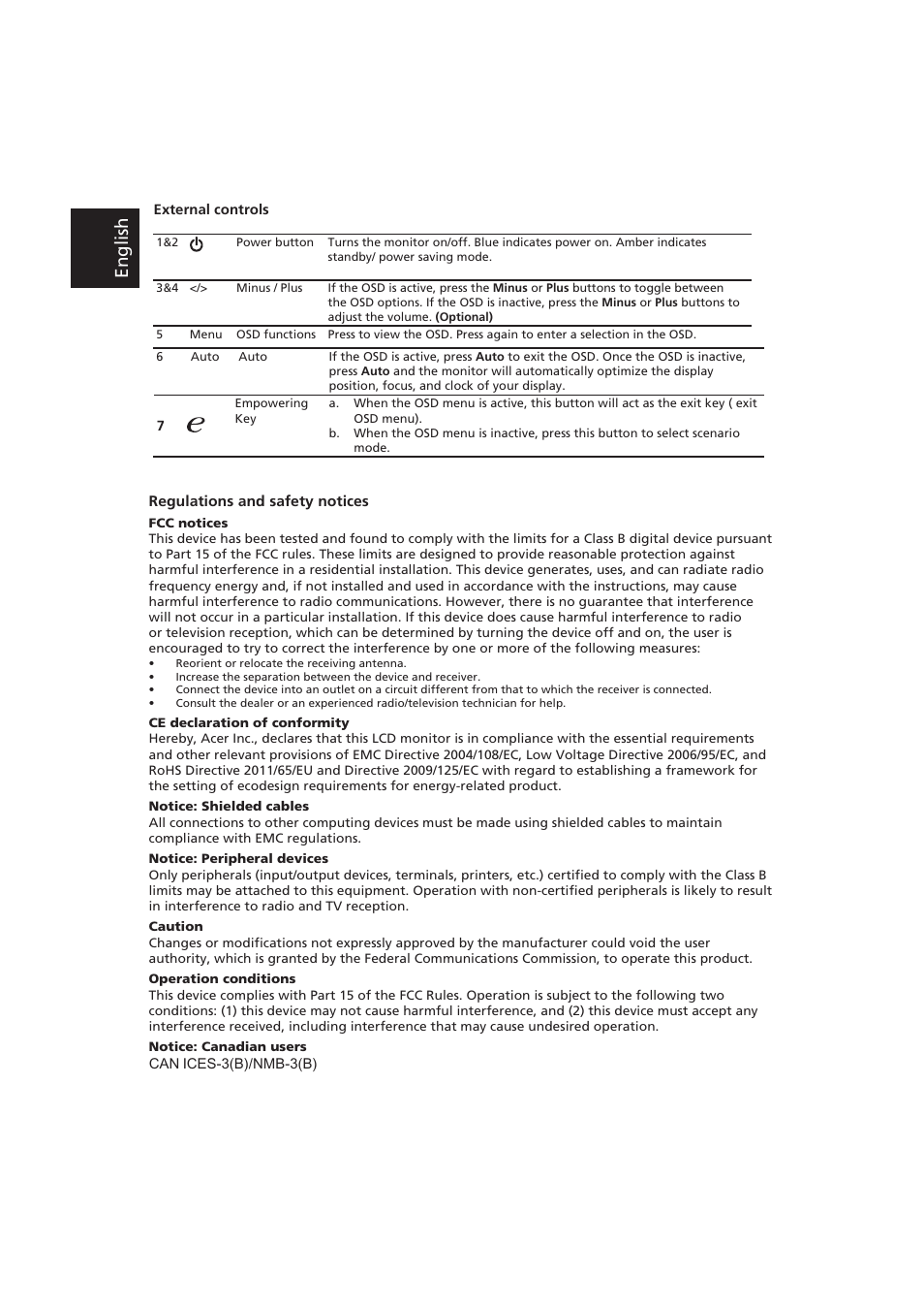 Bestimmungen und sicherheitshinweise, Eng lish | Acer V236HL User Manual | Page 2 / 7