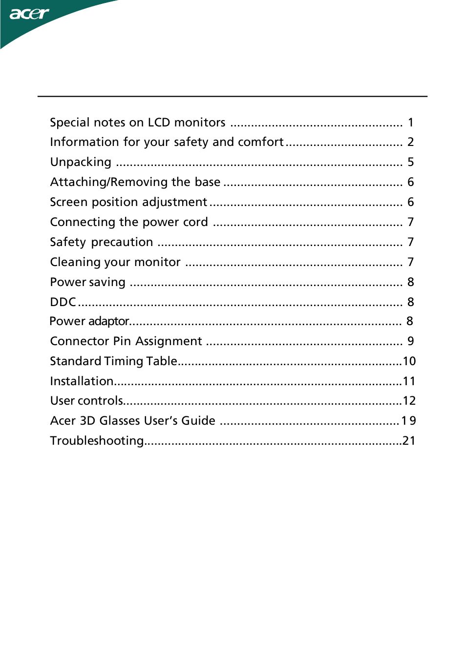 Acer HR274H User Manual | 25 pages