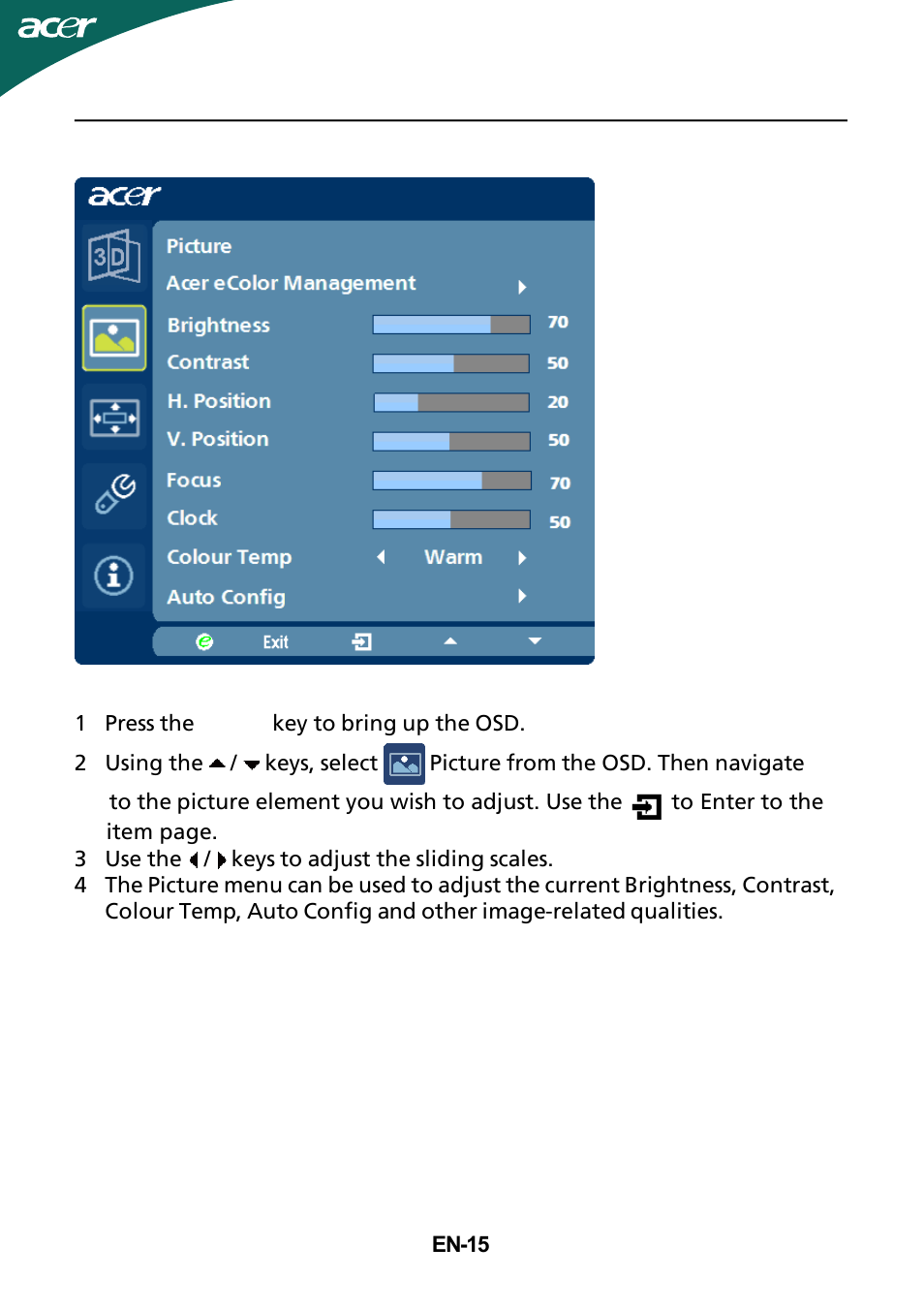 Acer HR274H User Manual | Page 16 / 25