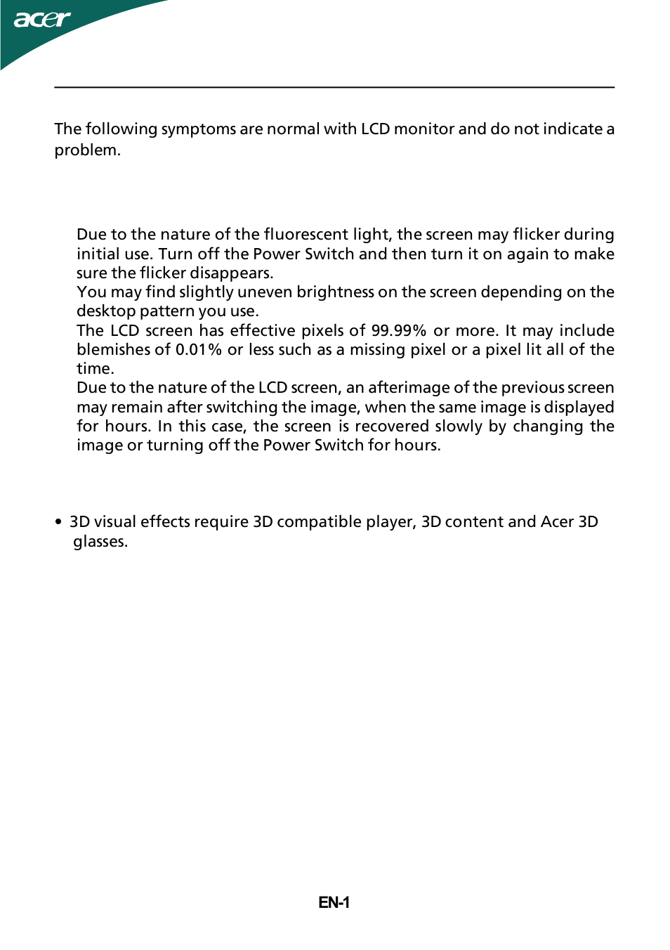 Acer HR274H User Manual | Page 2 / 25