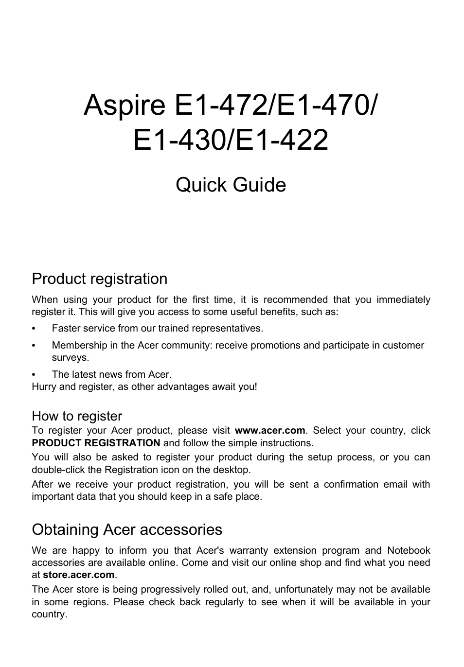 Acer Aspire E1-422G User Manual | 9 pages