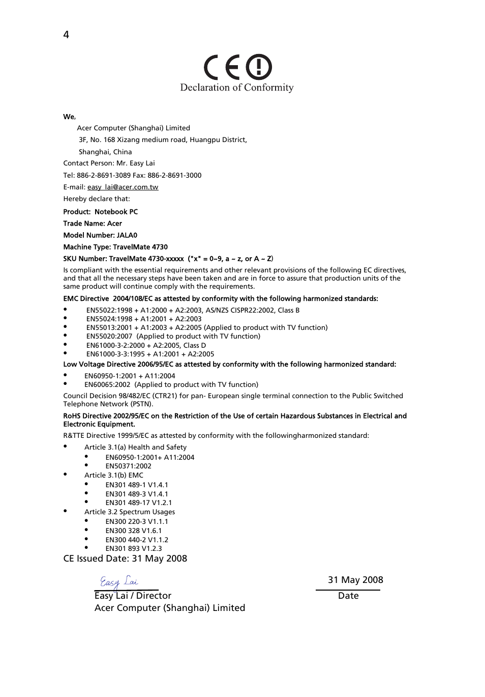 Acer TravelMate 4730G User Manual | Page 4 / 13