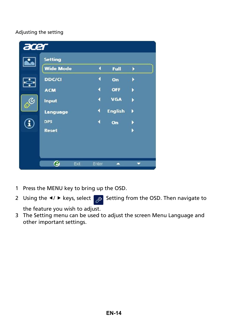 Acer Q276HL User Manual | Page 23 / 30