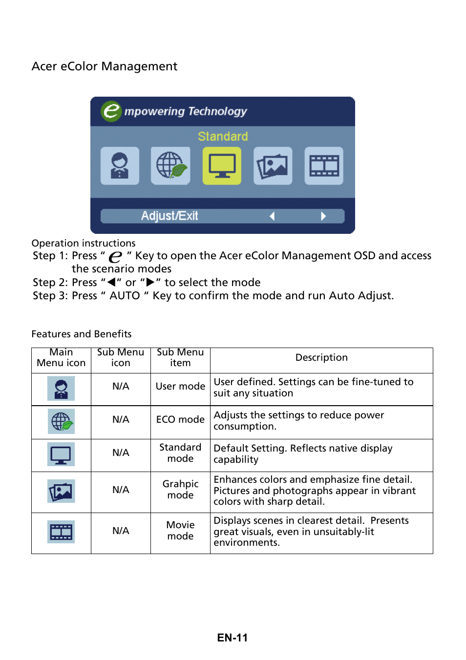 Acer ecolor management | Acer H226HQL User Manual | Page 20 / 29