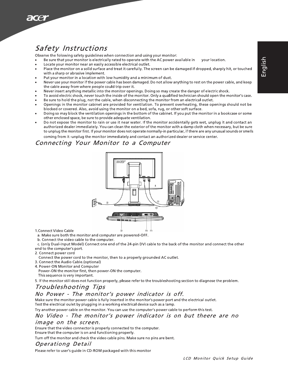 Acer X223W User Manual | 2 pages