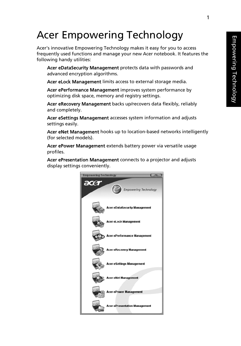 Acer empowering technology | Acer Aspire 7100 User Manual | Page 11 / 87