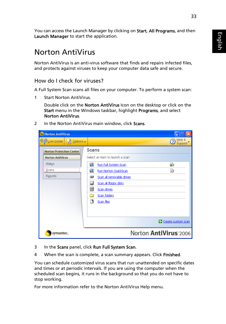 Norton antivirus | Acer Aspire 7100 User Manual | Page 43 / 87