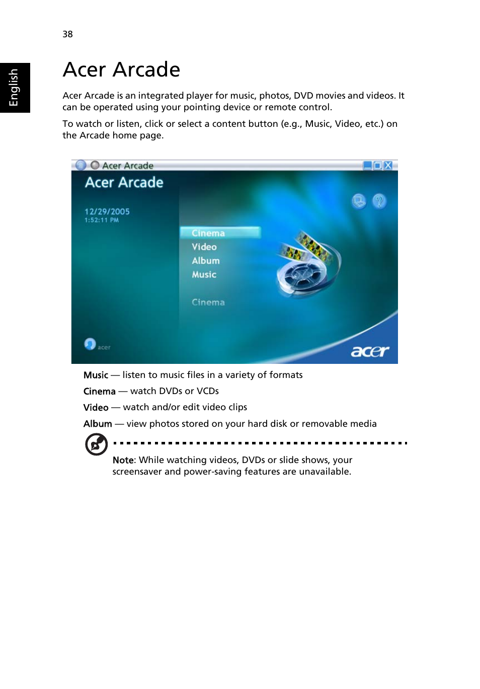 Acer arcade | Acer Aspire 7100 User Manual | Page 48 / 87