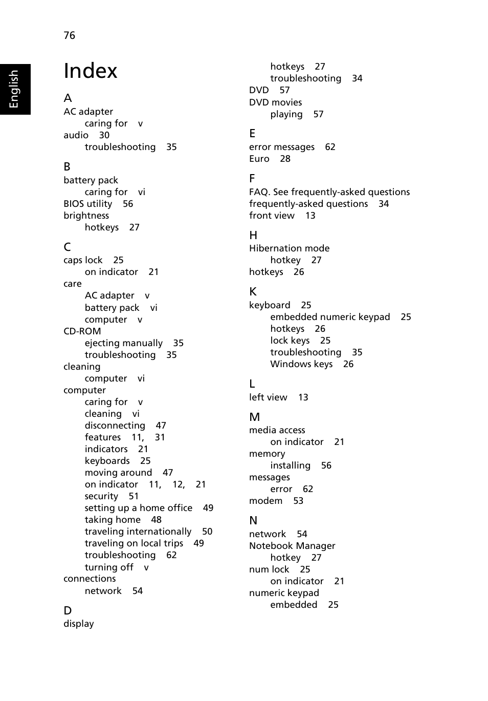 Index | Acer Aspire 7100 User Manual | Page 86 / 87