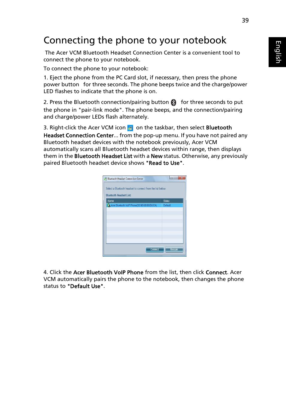 Connecting the phone to your notebook | Acer Aspire 3050 User Manual | Page 57 / 115