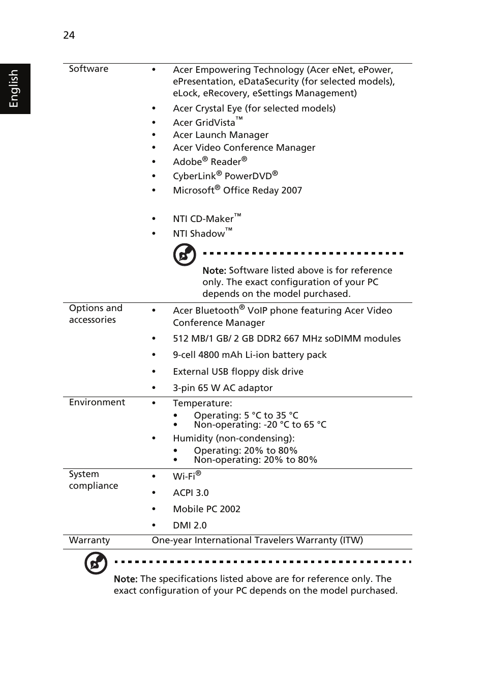 English | Acer Extensa 4120 User Manual | Page 44 / 98