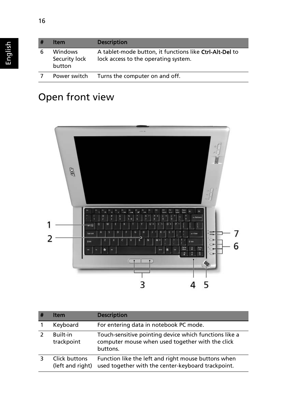 Open front view | Acer TravelMate C210 User Manual | Page 34 / 113