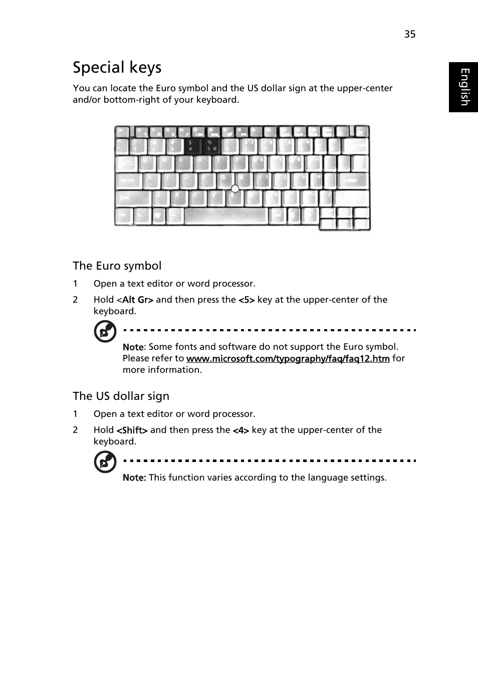 Special keys | Acer TravelMate C210 User Manual | Page 53 / 113