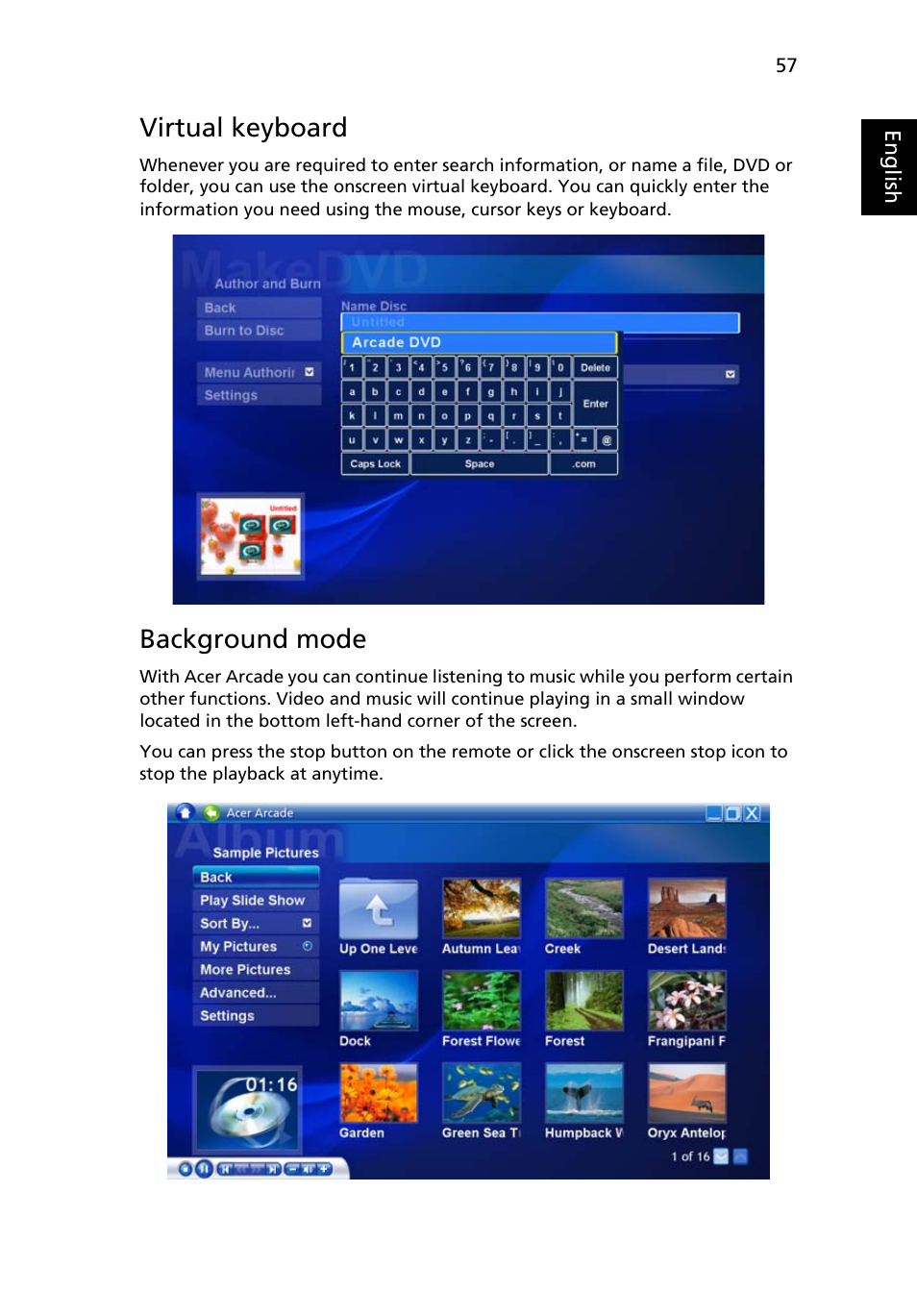 Virtual keyboard, Background mode | Acer TravelMate C210 User Manual | Page 75 / 113