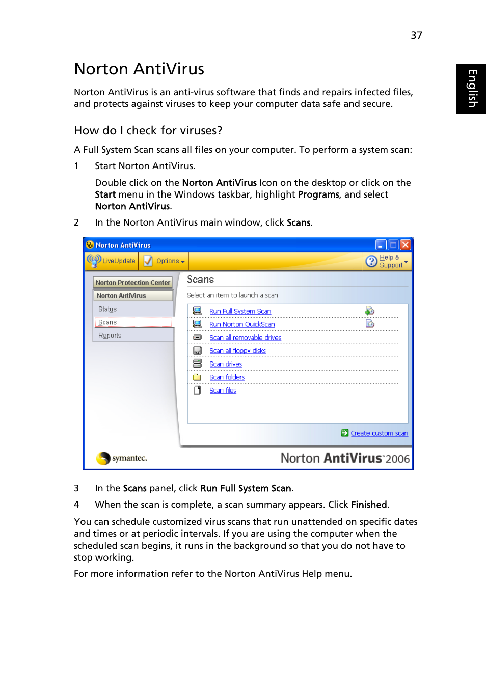 Norton antivirus | Acer Aspire 3650 User Manual | Page 51 / 94