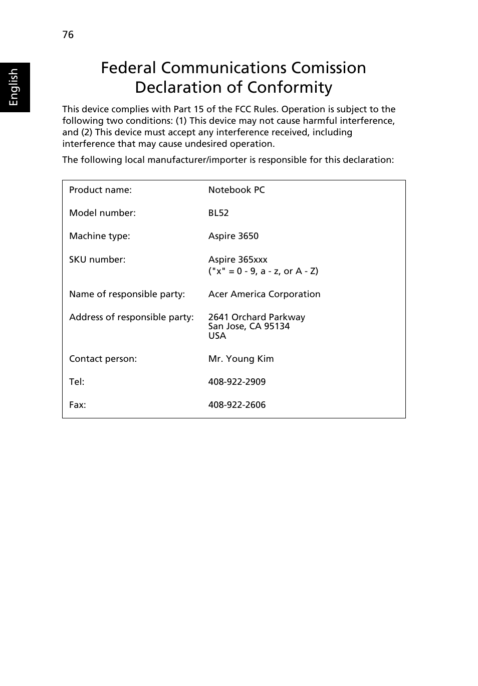 Acer Aspire 3650 User Manual | Page 90 / 94