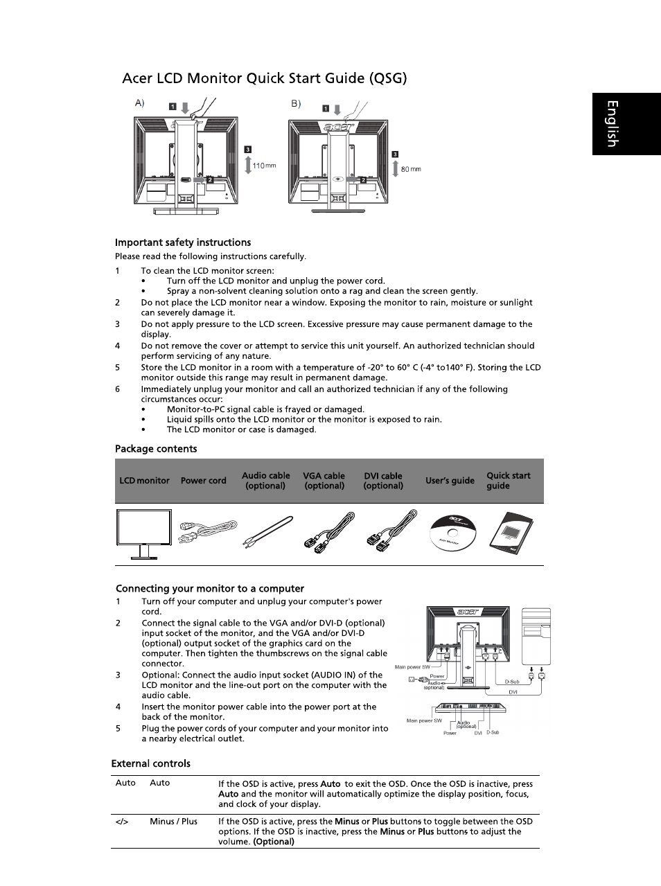 Acer B203HV User Manual | 2 pages
