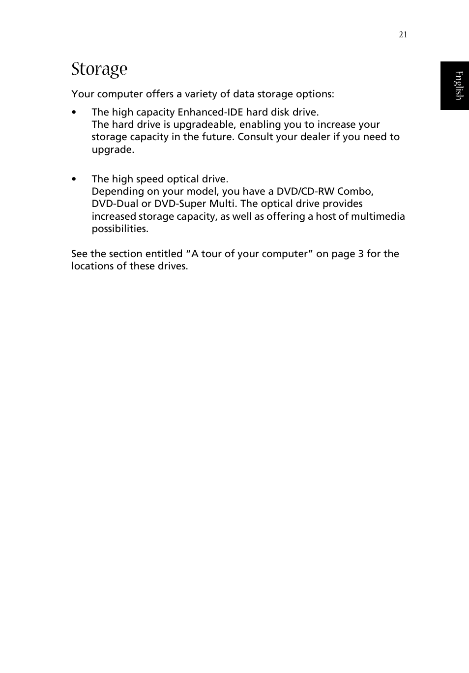 Storage | Acer Aspire 1660 User Manual | Page 31 / 100