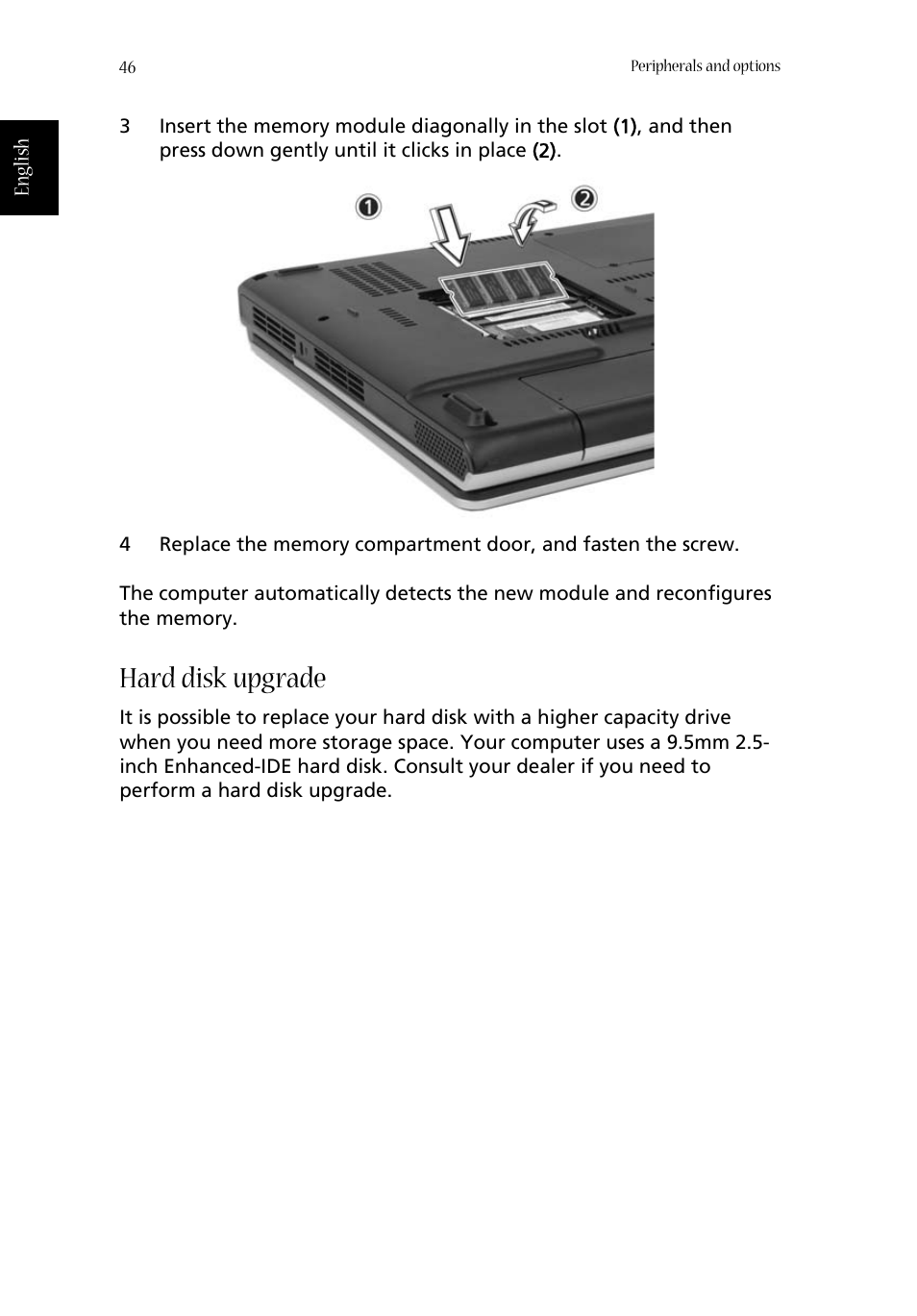 Hard disk upgrade | Acer Aspire 1660 User Manual | Page 56 / 100