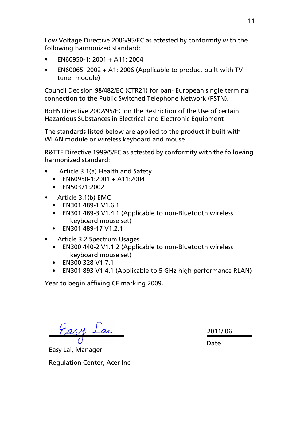 Acer RC111 User Manual | Page 11 / 103