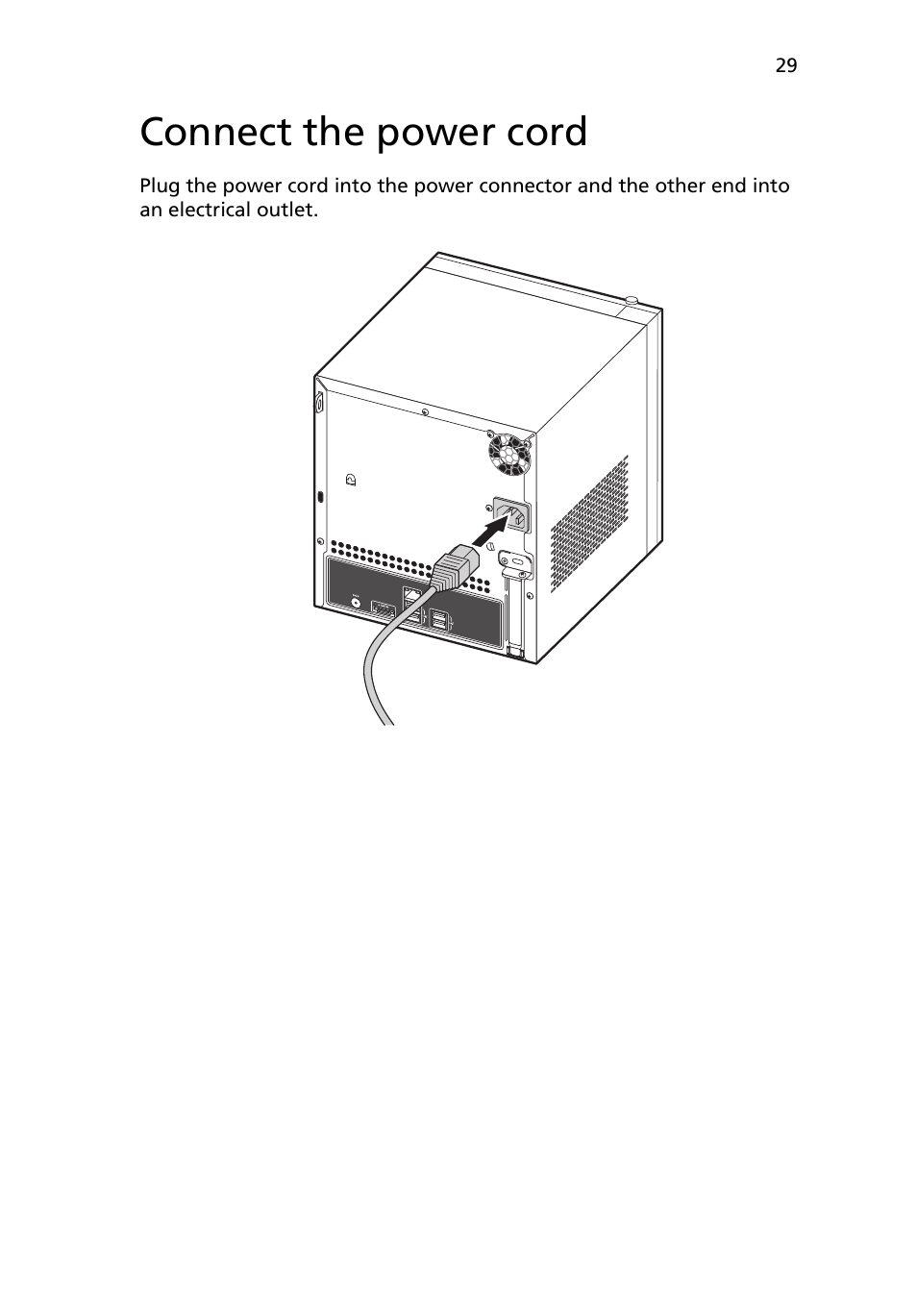 Connect the power cord | Acer RC111 User Manual | Page 29 / 103