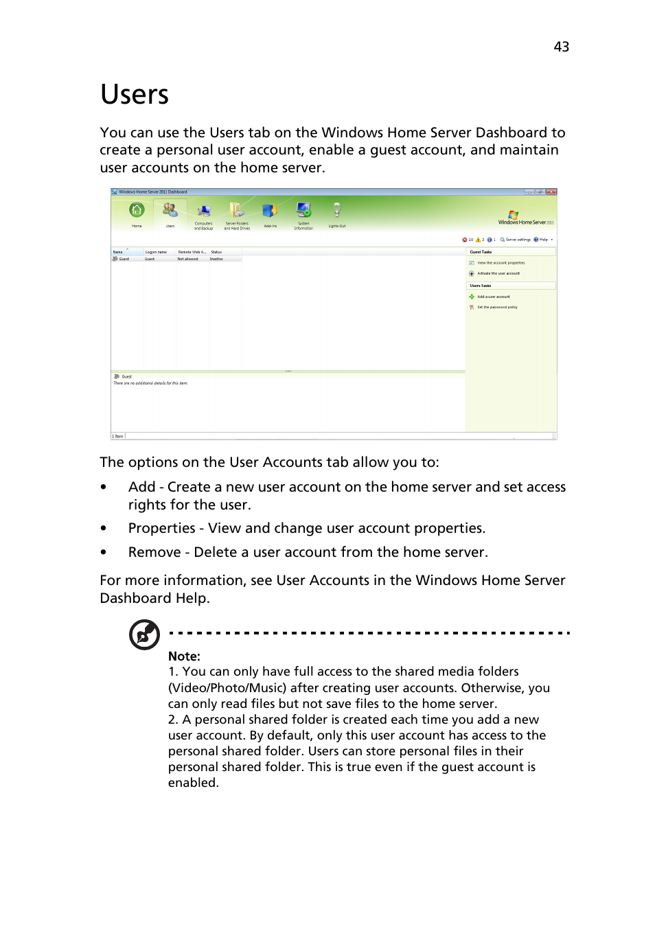 Users | Acer RC111 User Manual | Page 43 / 103