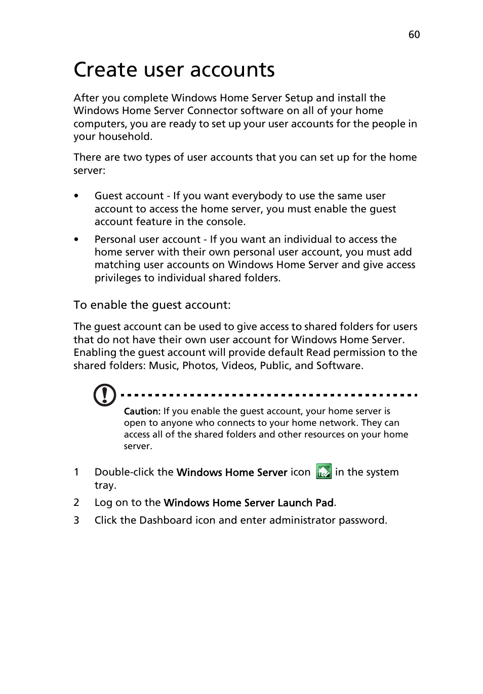 Create user accounts | Acer RC111 User Manual | Page 60 / 103