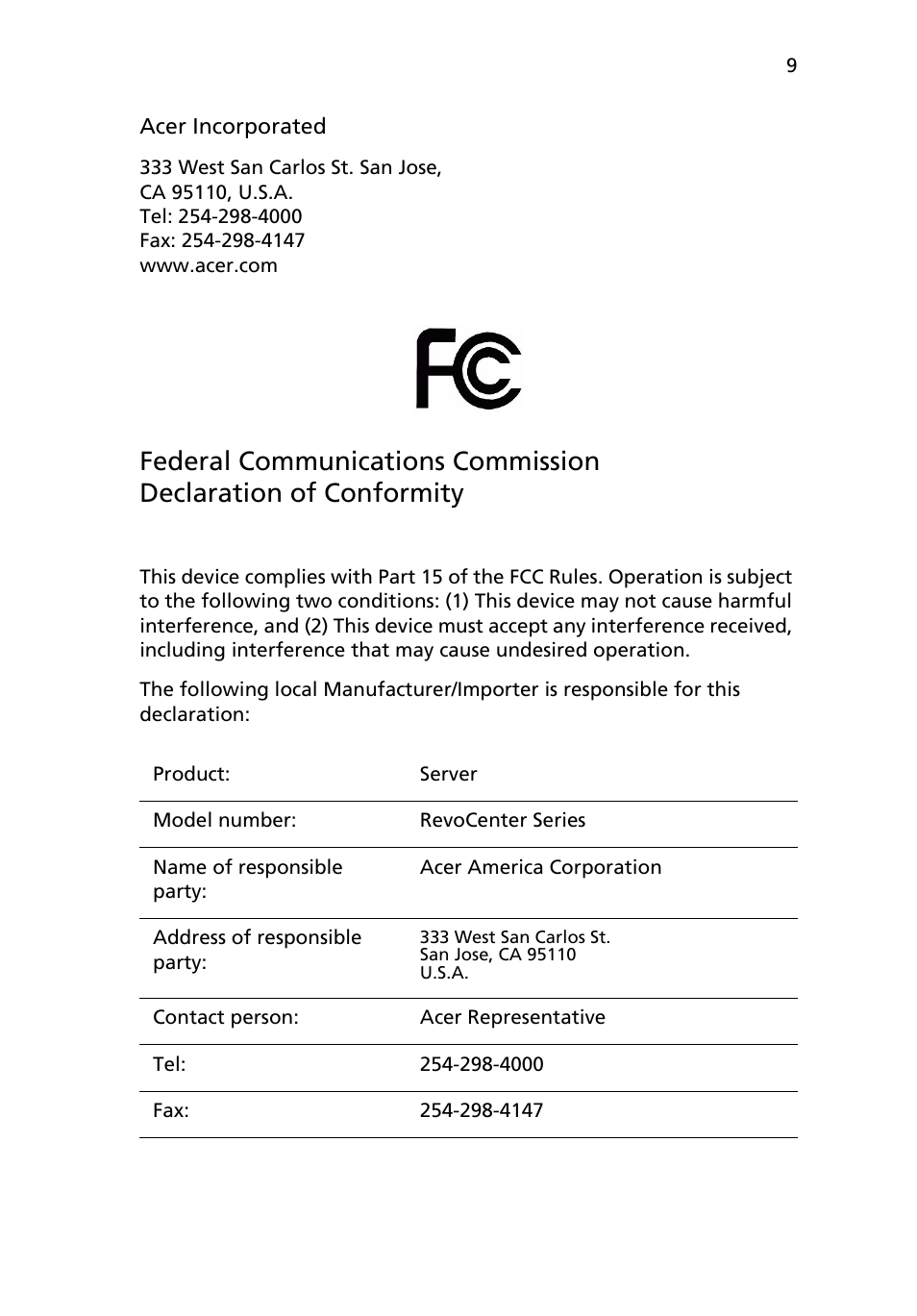 Acer RC111 User Manual | Page 9 / 103