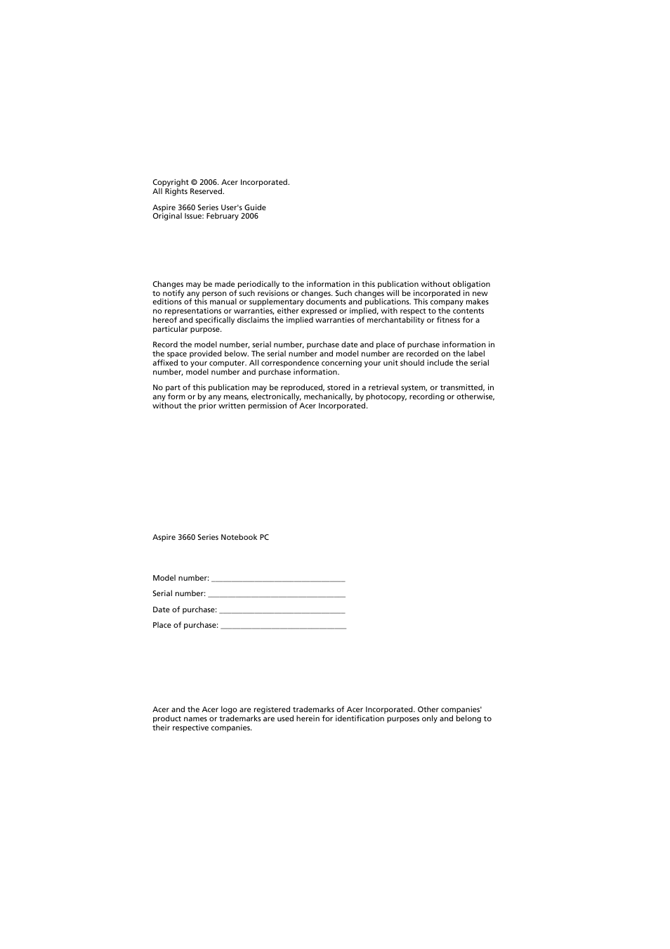 Acer Aspire 3660 User Manual | Page 2 / 101