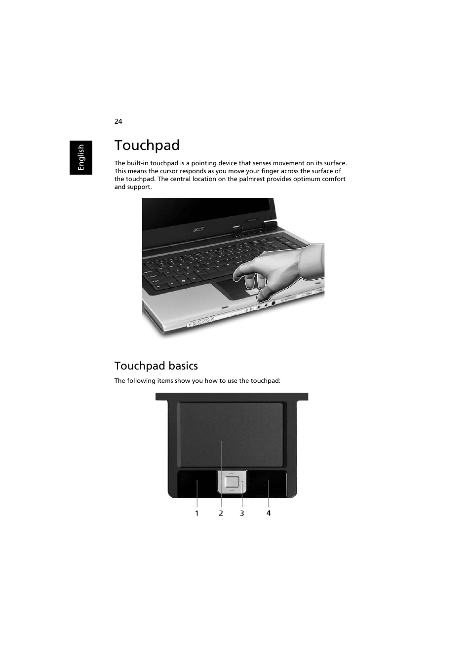 Touchpad, Touchpad basics | Acer Aspire 3660 User Manual | Page 38 / 101