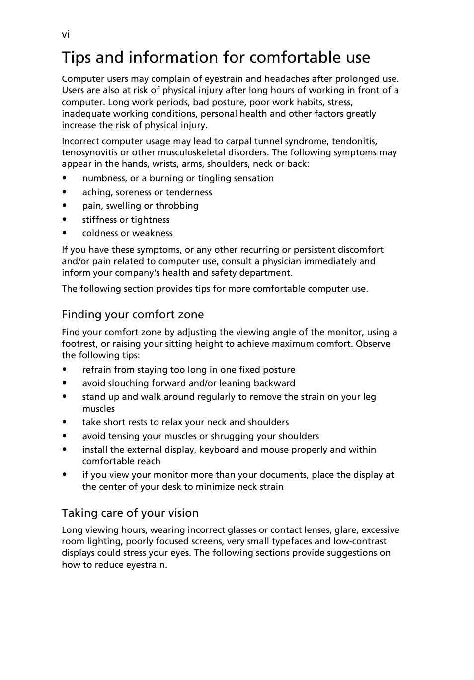 Tips and information for comfortable use | Acer Aspire 3660 User Manual | Page 6 / 101