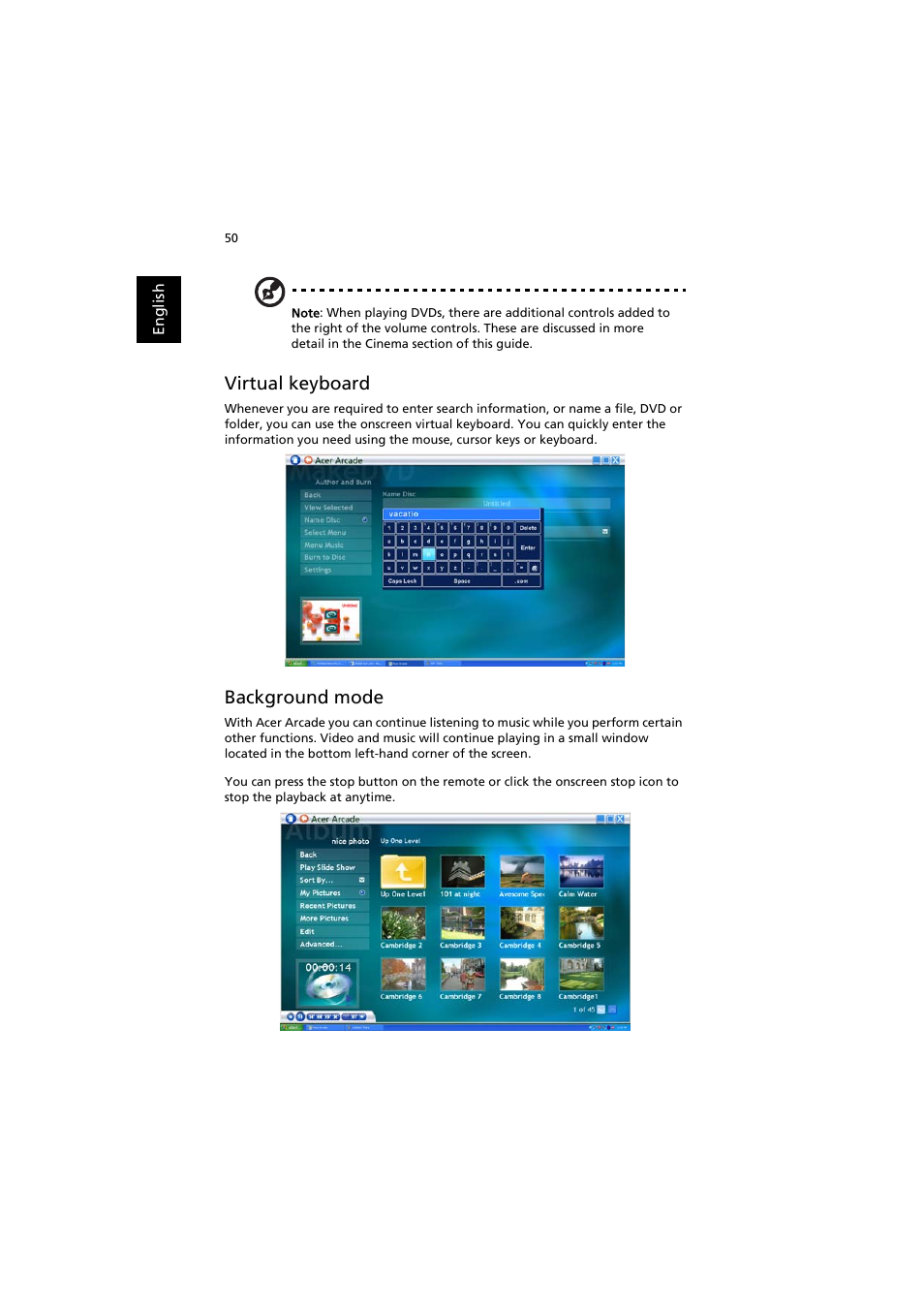 Virtual keyboard, Background mode | Acer Aspire 3660 User Manual | Page 64 / 101