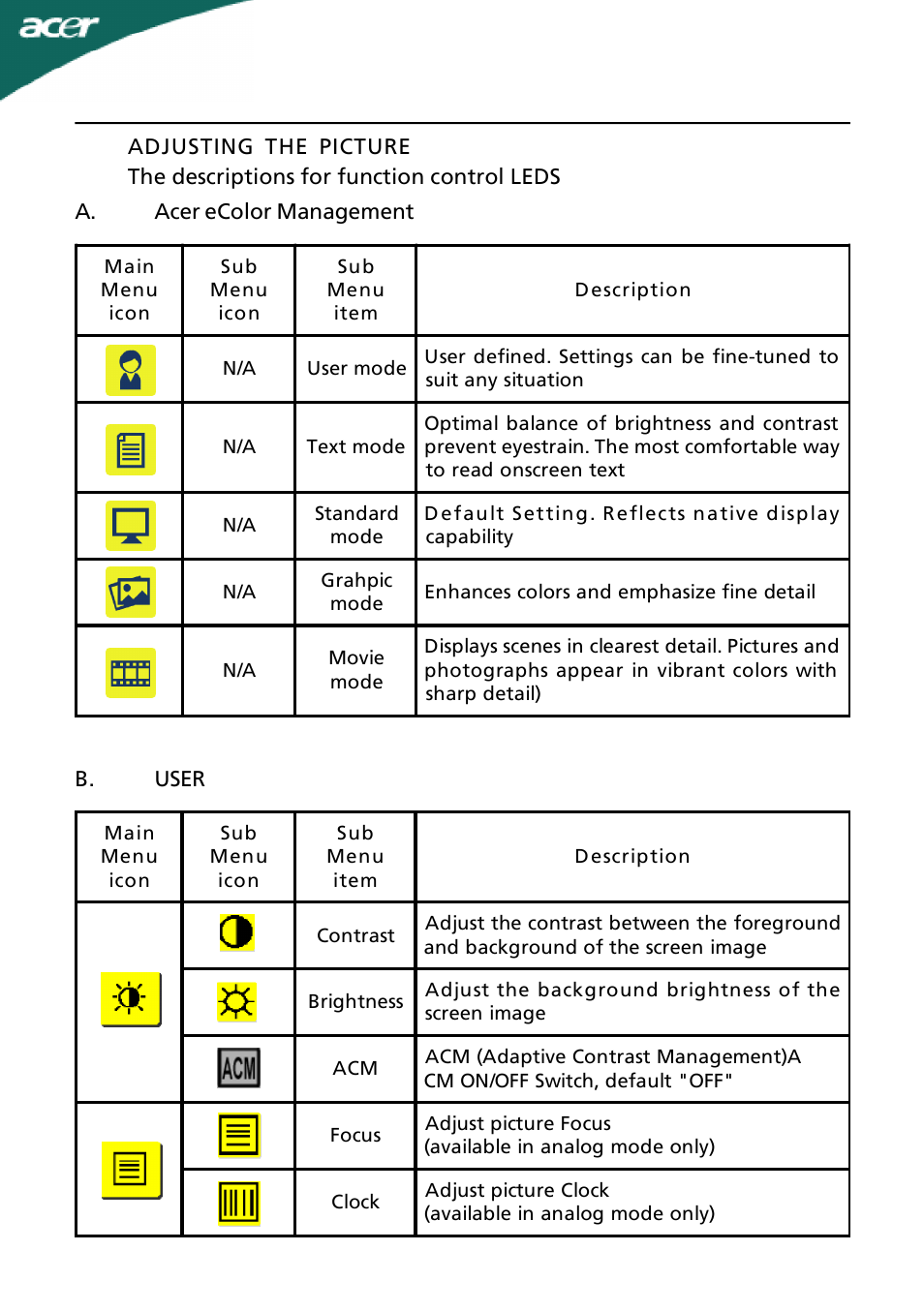 Acer B273H User Manual | Page 18 / 25